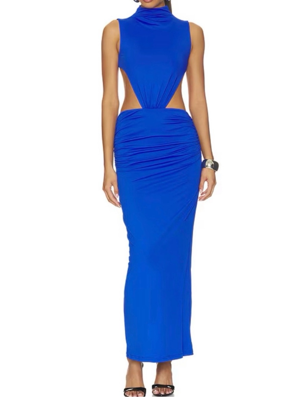 superdown Blue Sleeveless Cutout Maxi Dress